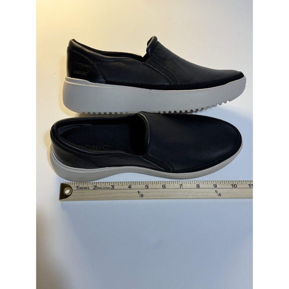 Vionic Platform Slip On Shoes Womens Size 9 Black Leather Kearny Sneaker - Picture 13 of 14